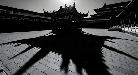 The Forbidden City in Beijing, China. Black and white photo.の素材