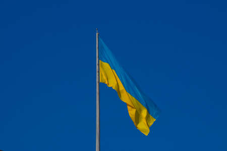 Ukraine flag on a main square named the Independence Maidanの写真素材