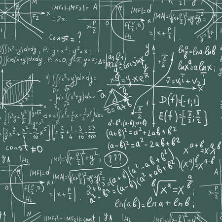 Hand writing maths formula on seamless blackboardのイラスト素材