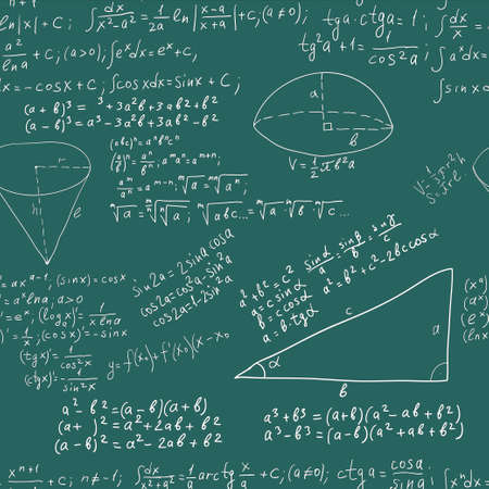 Hand writing maths formula on seamless greenboardのイラスト素材