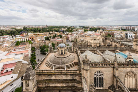 View of Seville Cathedral, Andalusia, Spain, taken from Giralda towerの写真素材