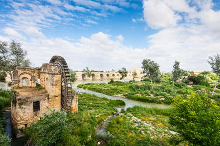 Ancient water mill Albolafia near the Roman Bridge in Cordoba, Spainの写真素材