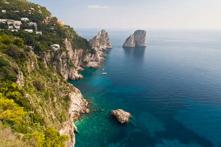 beautiful view of Capri, Faraglioni and blue seaの写真素材