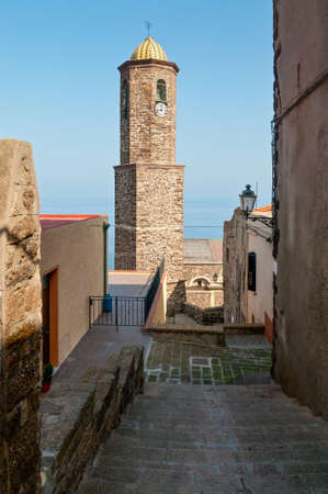 Sant Antonio abate church bell tower in Castelsardo, Sardinia, Italyの写真素材