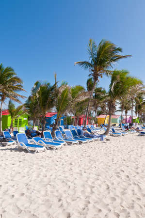 Eleuthera, Bahamas - December 7, 2011: People enjoy a sunny day on the sandy beach of Princess Cays, Eleuthera in the Bahamas on December 7, 2011.のeditorial素材