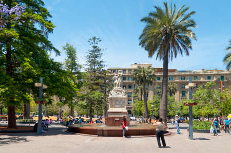 Santiago de Chile, Chile - December 2, 2012: Plaza de Armas, the main square in Santiago de Chile on sunday afternoon when people are resting on the square.のeditorial素材