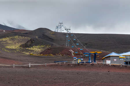 Puerto Montt, Chile - December 5, 2012: Cable Car in Osorno Volcano in cloudy weather, Chileのeditorial素材