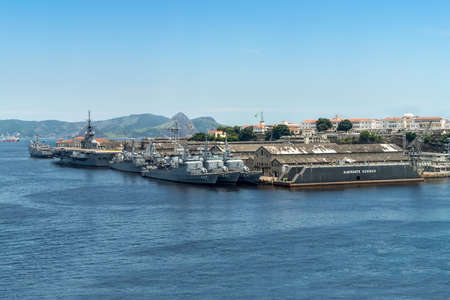 Rio de Janeiro, Brazil - December 20, 2012: Brazilian Navy warships anchored in the Port of Rio de...