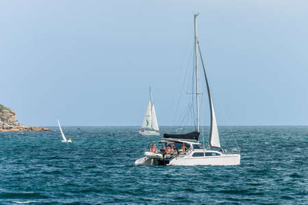 Sydney, Australia - November 9, 2014: High adrenaline cruise by catamaran around one of the...
