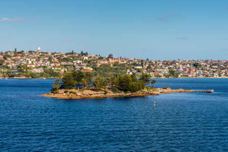 Shark Island viewed from Sydney Harbour, New South Wales, Australia.の写真素材