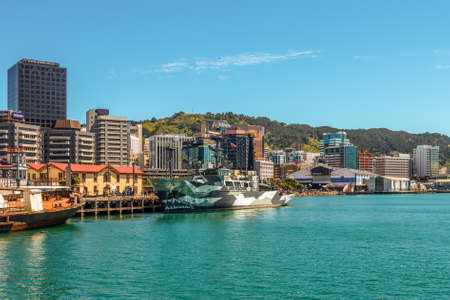 Wellington, New Zealand - November 18, 2014: The Harbourfront Wellington, New Zealand, capital city of New Zealand. Modern architecture.のeditorial素材