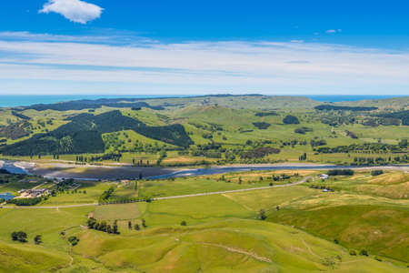 View from Te Mata Peak to the Tukituki River - Hawkes Bay North Island New Zealandの写真素材