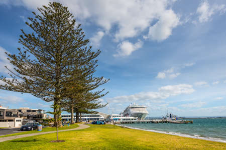 Tauranga, New Zealand - November 20, 2014: A cruise ship docked in the port of Tauranga - Pilot bay...