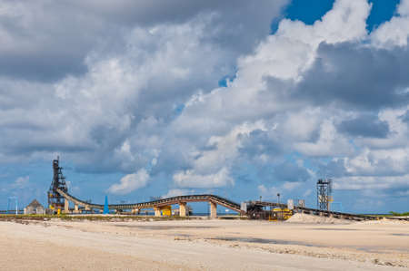The loading dock of the salt planes of the Island of Bonaire, Dutch Caribbean.の写真素材