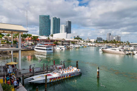 Miami, USA - November 25, 2011: Tourists waiting at the pier to take part in the Thriller Miami...