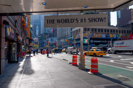 New York, USA - November 14, 2011: Near entrance to the theater to Mamma Mia! on Broadway in New...