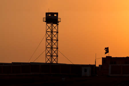 Silhouette of Prison Watchtowerの写真素材