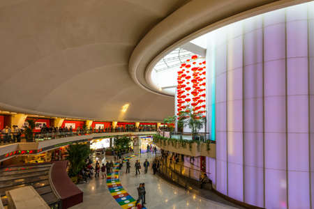 Shanghai, China - October 26, 2013: Interior of the Oriental Pearl Radio and TV tower in Shanghai, China.のeditorial素材