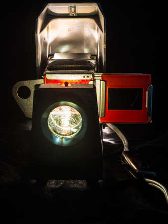 Lens of a retro slide projectorの写真素材