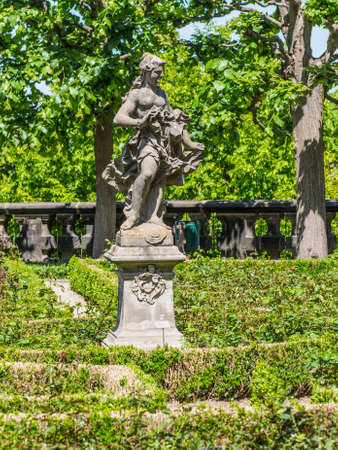 Bamberg, Germany - May 22, 2016: Sculpture in the famous Residence palace rose garden in Bamberg, Bavaria, Germany.のeditorial素材