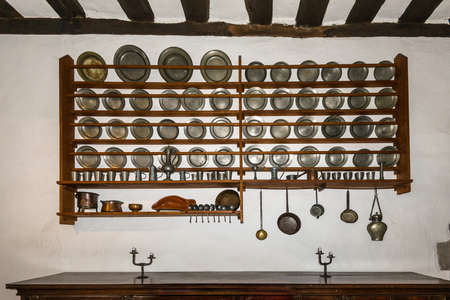 Braubach, Germany - May 23, 2016: Kitchen in the Marksburg castle. It is one of the principal sites of the UNESCO World Heritage Rhine Gorge.のeditorial素材