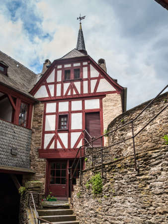 Braubach, Germany - May 23, 2016: Architecture of the Marksburg castle, Braubach, Germany. It is one of the principal sites of the UNESCO World Heritage Rhine Gorge.のeditorial素材