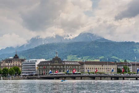 Lucerne, Switzerland - May 24, 2016: Architecture of Lucerne. View to the Historical Post Office of...