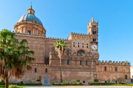 Palermo, Italy - October 6, 2009: The Cathedral of Palermo is an architectural complex in Palermo (Sicily, Italy). The church was erected in 1185 by Walter Ophamil, the Anglo-Norman archbishop of Palermo and King William II's ministerのeditorial素材