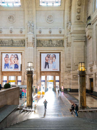 Milan, Italy - December 01, 2016: Traveling people inside the building of the Milan Central Railway Station.のeditorial素材