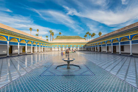 Marrakesh, Morocco - December 8, 2016: Inside the beautiful Bahia palace with the fountain in Marrakesh, Morocco, Africa.のeditorial素材