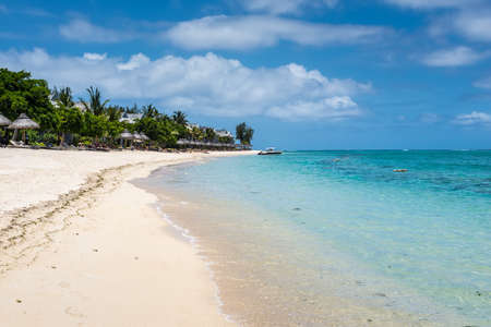 Le Morne, Mauritius - December 7, 2015: Le Morne Beach, one of the finest beaches in Mauritius and the site of many hotels and tourism facilities.のeditorial素材
