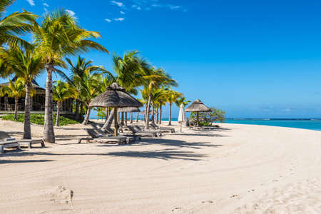 Le Morne, Mauritius - December 11, 2015: Amazing white beaches of Mauritius island. Tropical vacation in Le Morne Beach, Mauritius.のeditorial素材