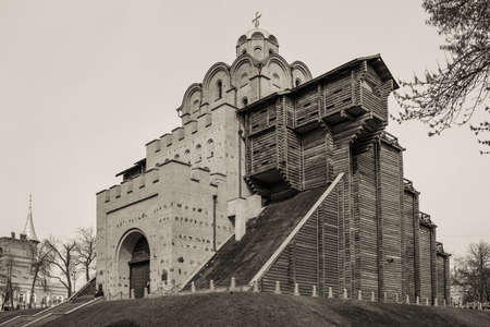 Kyiv, Ukraine - March 25, 2017: Golden gate was the main gate of Kyiv city in the 11th century,...