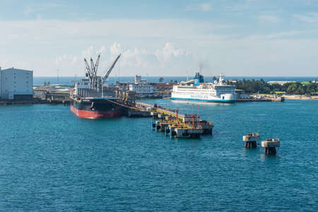 Toamasina, Madagascar - December 22, 2017: Ships in the port of Toamasina (Tamatave), Madagascar. Toamasina is the nation's chief port and is connected by rail with Antananarivo.のeditorial素材