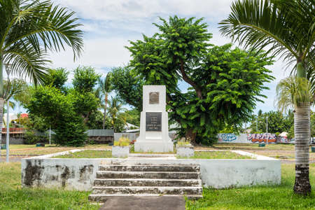 Saint-Paul, Reunion Island, France - December 24, 2015: Monument to Leconte de Lisle in Saint Paul on Reunion island, France. Charles Marie Rene Leconte de Lisle was a French poet of the Parnassian movement. He is traditionally known by his surname only, のeditorial素材