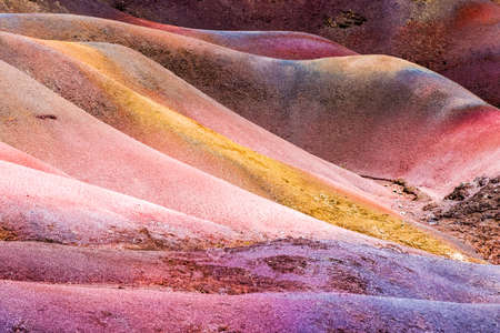 Unusual volcanic formation seven colored earths in Chamarel on Mauritius island
