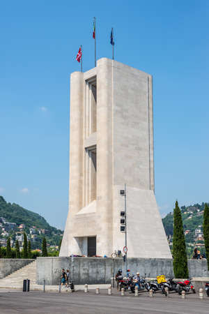 Como, Italy - May 27, 2016: View of Como war memorial (Monumento ai Caduti) in Como town Lombardy region of Italy Europe.のeditorial素材