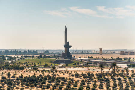 Ismailia, Egypt - November 5, 2017: AK-47 muzzle and bayonet, on the eastern shore of the Suez Canal, near Ismailia, Egypt. The monument commorates the Egyptians killed in the 1973 Yom Kippur War with Israel.のeditorial素材