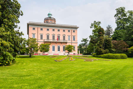 Lugano, Switzerland - May 28, 2016: The magnificent Villa Ciani is located in the heart of the park, Lugano, Switzerland, Europe.のeditorial素材