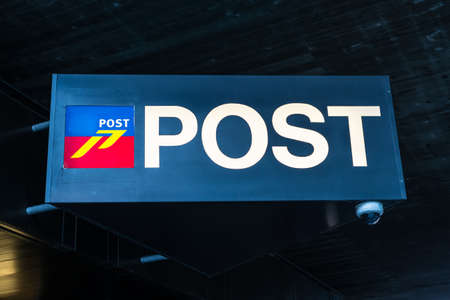 Vaduz, Liechtenstein - May 28, 2016: Post office sign in the Principality of Liechtenstein.のeditorial素材