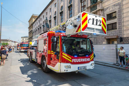 Munich, Germany - May 29, 2016: Munich saw the biggest fire truck parade the world has ever seen and...