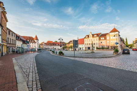 Wilsdruff, Germany - May 30, 2016: Town Square of Wilsdruff in the early morning, near Dresden, Saxony, Germany. Dresden is 14 km from the town.のeditorial素材
