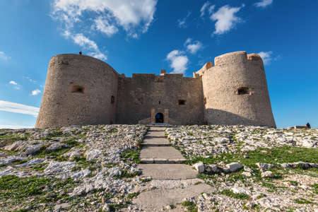 Marseille, France - December 4, 2016: Front view of the castle Chateau d'If where the Count of Monte Cristo was imprisoned on the Frioul Islands near Marseille, France.のeditorial素材