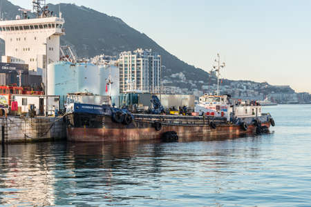 Gibraltar, UK - May 18, 2017: Oil Products Tanker Humber Dawn ship moored at Port of Gibraltar, UK.