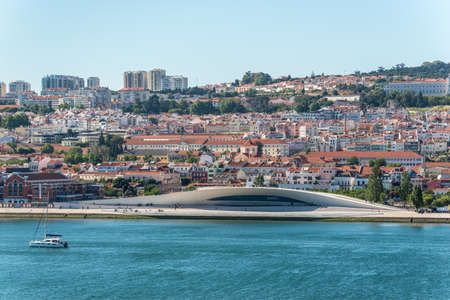Lisbon, Portugal - May 19, 2017: View of Lisbon city from the cruise ship on the River Tagus,...