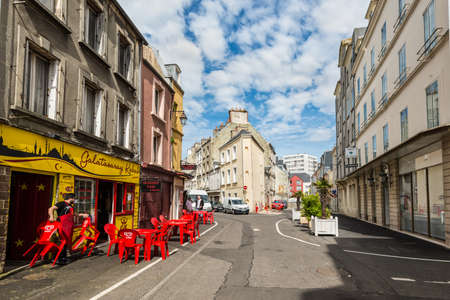 Cherbourg-Octeville, France - May 22, 2017: Street view of the coastal city of Cherbourg-Octeville, Normandy, France.のeditorial素材