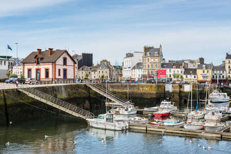 Cherbourg, France - May 22, 2017: View of the coastal city of Cherbourg-Octeville harbor, on the north of the Cotentin peninsula. Vacation in France.のeditorial素材