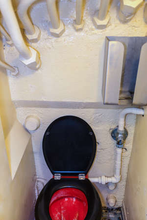 Cherbourg-Octeville, France - May 22, 2017: View of the toilet room inside of the Nuclear submarine...
