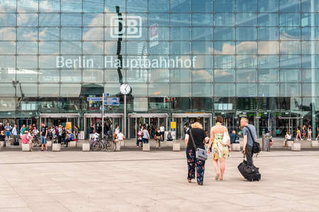 Berlin, Germany - May 28, 2017: People in front of the Berlin Central train station in Berlin, Germany.のeditorial素材