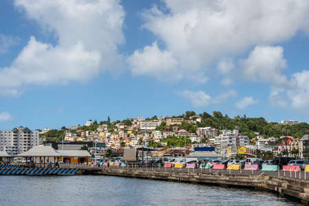 Fort-de-France, Martinique - December 19, 2016: View of the waterfront of Fort de France city of France's Caribbean overseas department of Martinique, Lesser Antilles, French West Indies.のeditorial素材